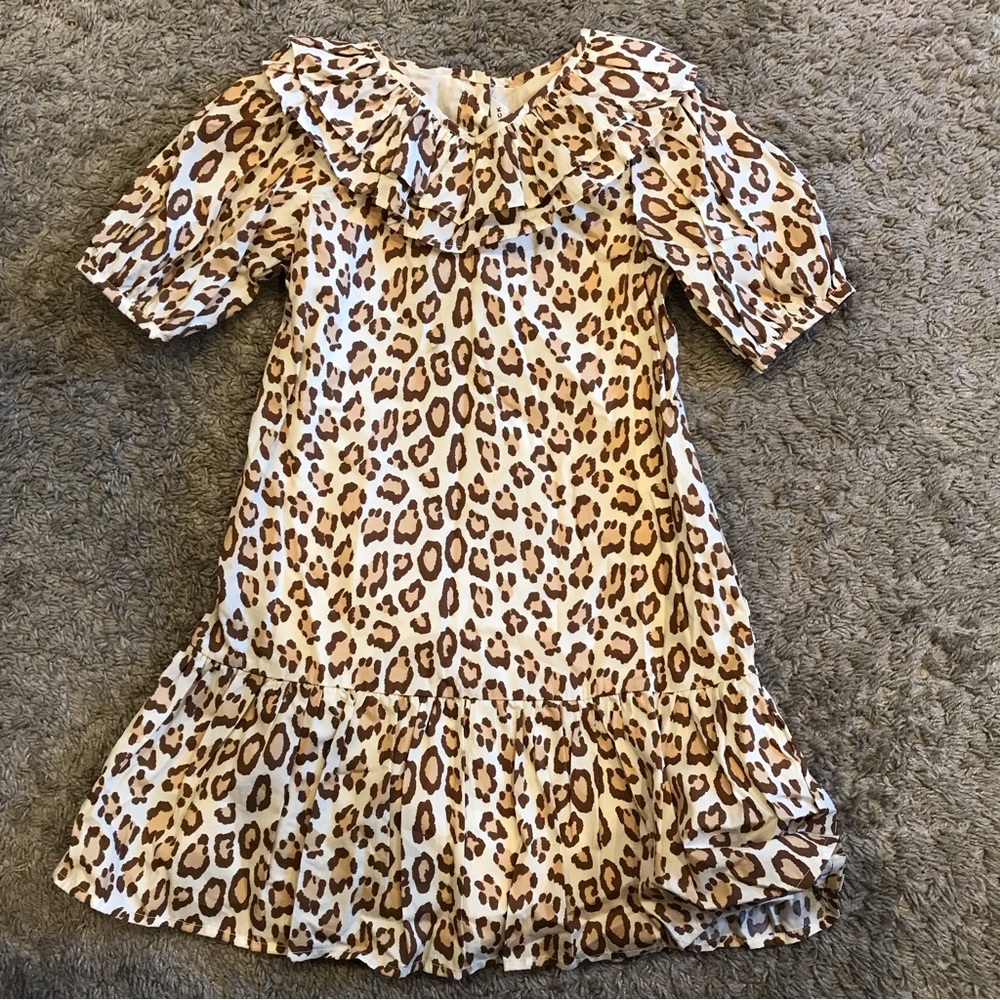 NWOT Janie and Jack Leopard Puff sleeve Ruffle Dress - Picture 3 of 9